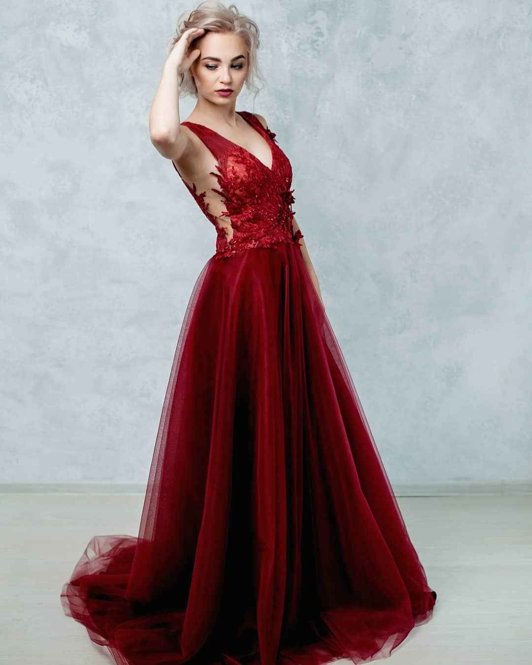 бордовое платье на выпускной 2019-2020 фото_8