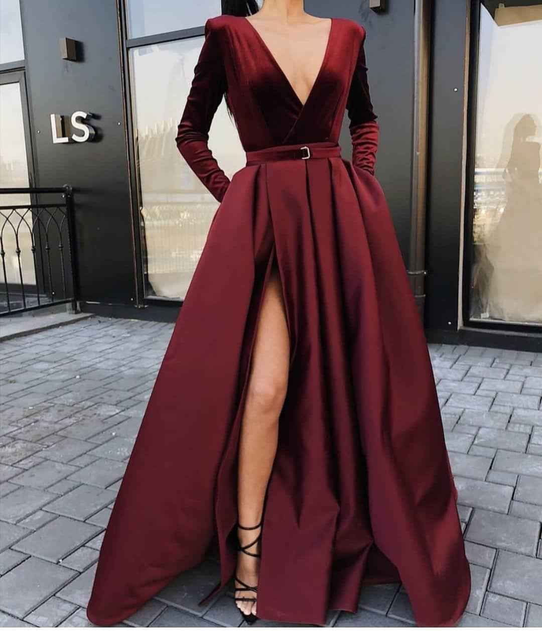 бордовое платье на выпускной 2019-2020 фото_14