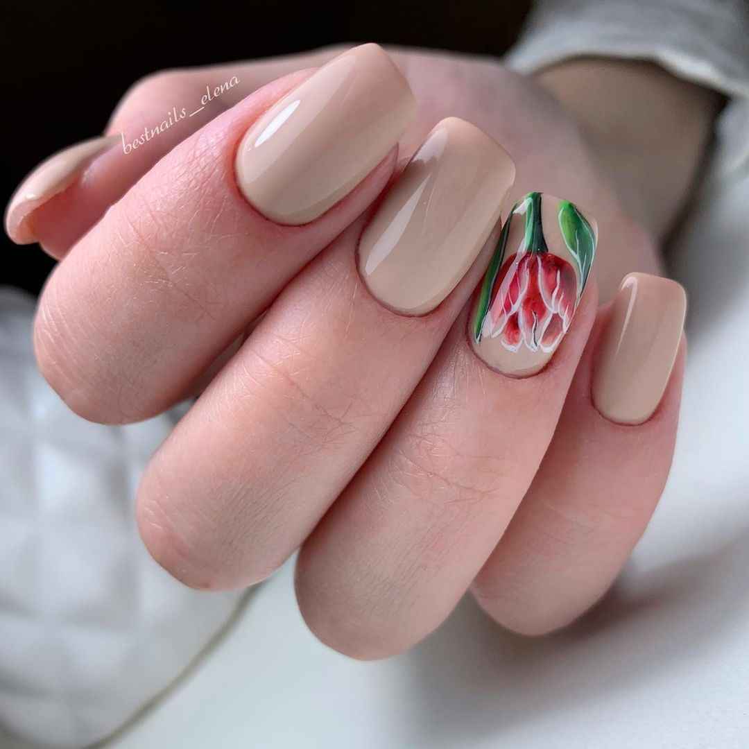 Тюльпаны на ногтях фото_12