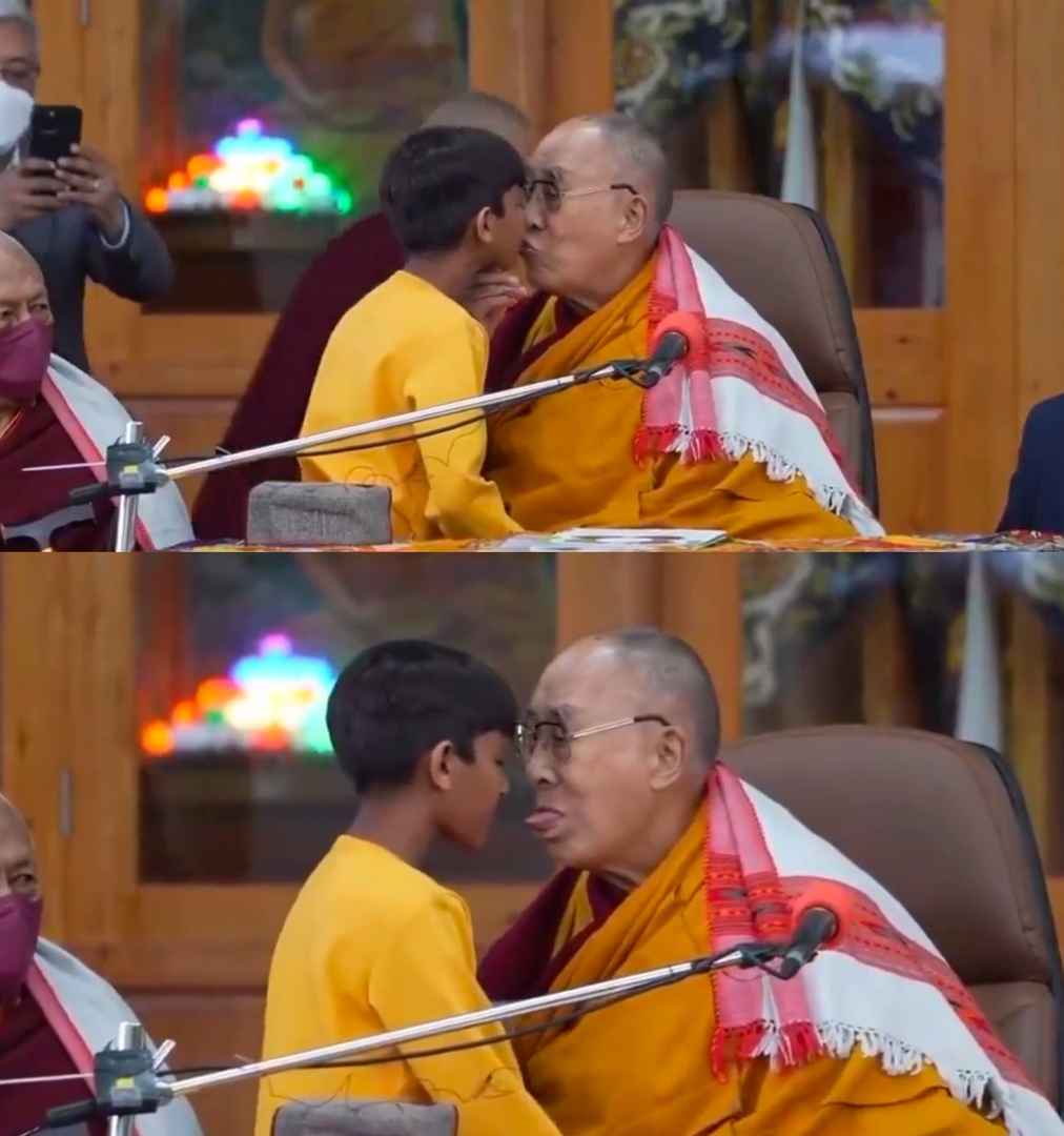 Далай Лама предложил мальчику пососать свой язык